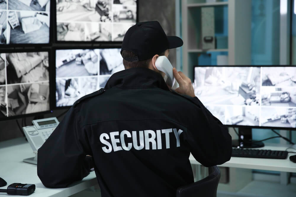 Security personnel on duty monitoring premises.